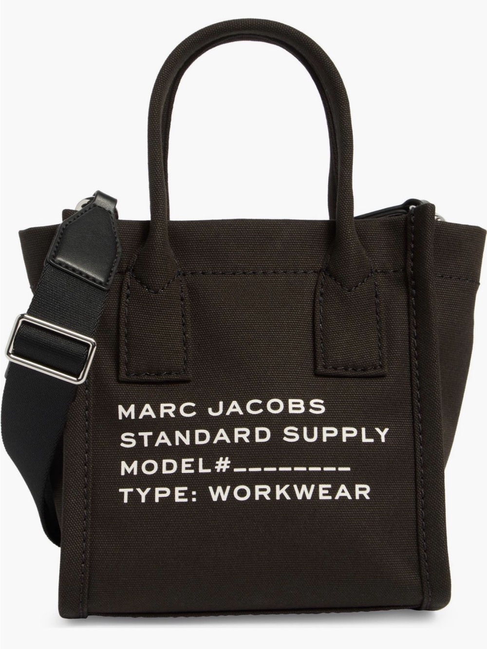 Marc Jacobs Brown Canvas Messenger Tote with Logo Print